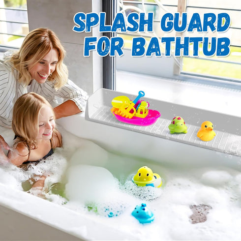 11 Splash Guard for Bathtub Kids - Silicone Bathtub Splash Guard with Suction Cups, Bath Tub Play Shelf for Kids & Toy