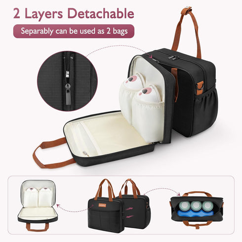 HavenMinds Pack, Detachable Breast Milk Cooler Travel Bag with Ice Double Layer Breast Pump Bag Compatible for Wearable