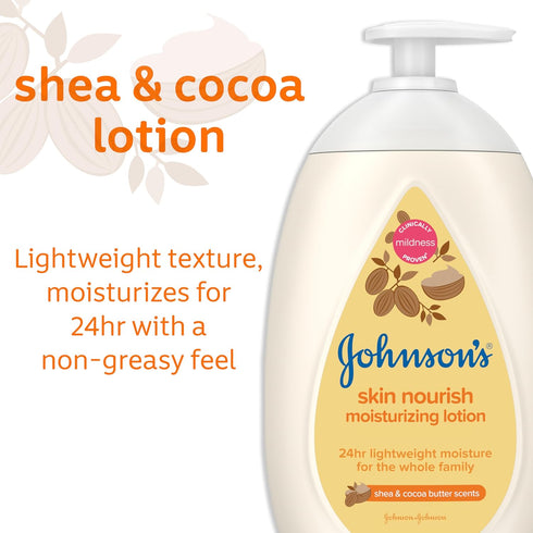 Johnson's Baby Skin Nourish Moisturizing Lotion - Dry Skin with Shea & Cocoa Butter, 16.9 Fl. Oz