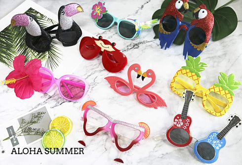Ocean Line Luau Party Sunglasses - 9 Pairs Funny Hawaiian Glasses for Kids Party Favors