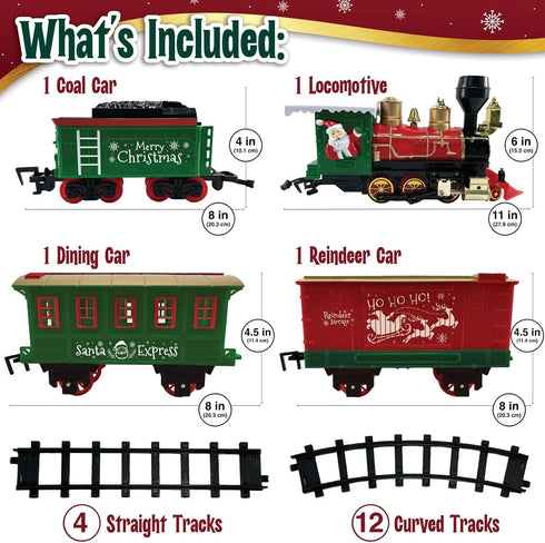stargo Set 3+ Christmas Train for Under The Tree with Lights, Music, Sounds, and Steam Electric Train with On/Off