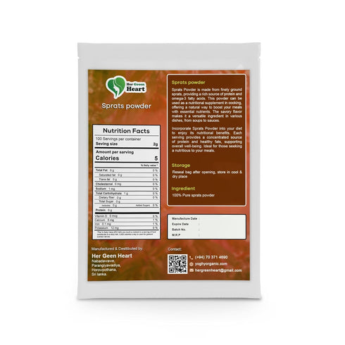 HER GREEN HEART 100% Sprats Powder - Pure Dried Sprats, Natural Seafood Powder for Cooking, Seasoning, and Recipes