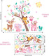 Supzone Jungle Animals Tree Wall Decals Pink Elephant Giraffe Wall Stickers for Kids Girls Bedroom Living Room Baby