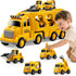 2 3 4 5 5-in-1 2-4 Pushdozer Construction Trucks Toys for Years Old Boys - Carrier Transport Vehicle Truck for Toddlers