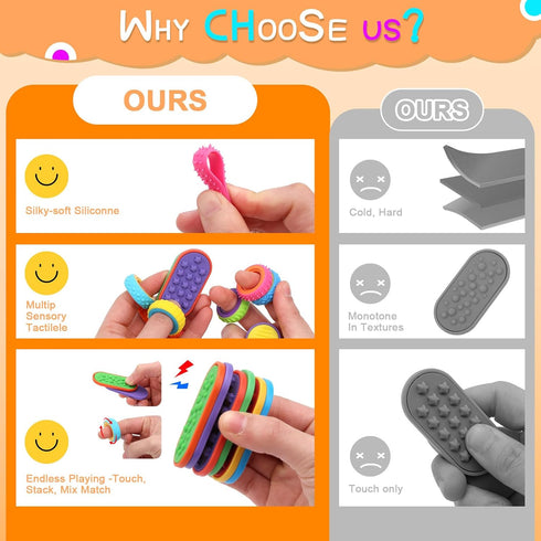 FlufiFiea 6 Pack 3 Pack Sensory Fidget Toys - Fidget Rings and Silicone Magnetic Sliders for Kids, Sensory Toys