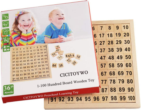 Wooden Hundred Board Montessori Math Counting Toys - 1-100 Numbers Educational Game for Toddler Kids