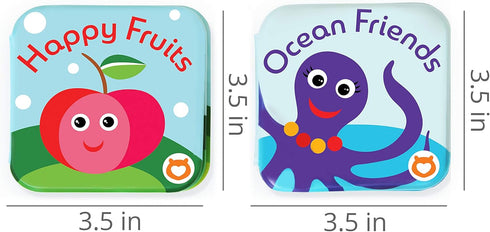 Floating Baby Bath Books, Waterproof Bath Books for Babies, Set of 2 - Fruits & Sea Animals
