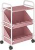 2 Buzowruil Utility Rolling Fabric Storage Rack Trolley Toy Cart Trolley with Large Storage Boxes,Wheels, Suitable