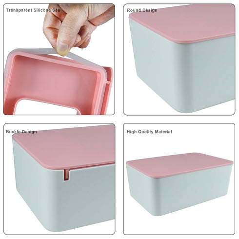 Diaper Wipes Dispenser, Tissue Storage Box Case with Lid for Home, Office, Cars - Pink