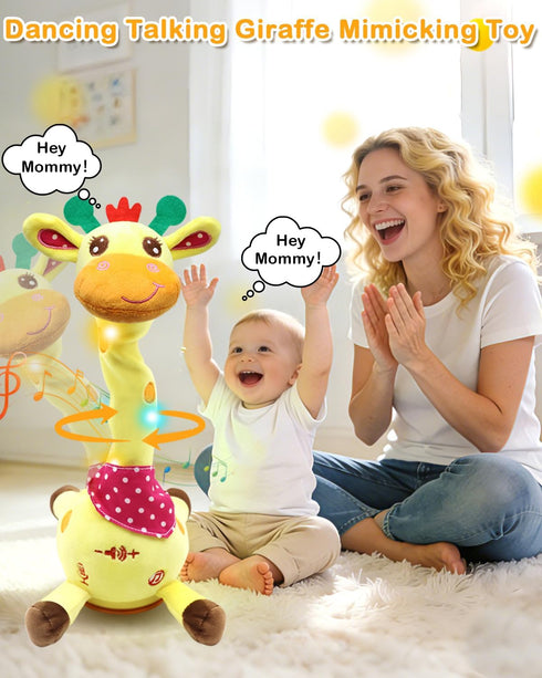 1 2 3 Pbooo Dancing Talking Giraffe Toy, Stuffed Animal Repeats What You Say, Electronic Musical Plush with Glowing