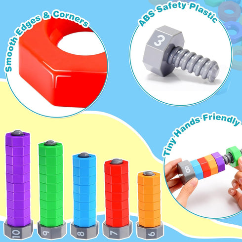 Montessori Toys for 1-5 Year Old Boys Girls, 2 In 1 Counting & Spinning Stacking Toys, Educational Gifts for Kids