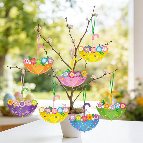 PAIVSUN 24Pcs Summer Spring Crafts Kits Make You Own Umbrella Paper Ornament DIY Arts and Crafts for Spring April