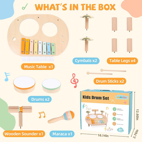 Set 2 Set 2 3 4 YHHYTOY Toddler Drum for Kids, Wooden Montessori Toys for Year Old, Baby Musical Instruments Percussion
