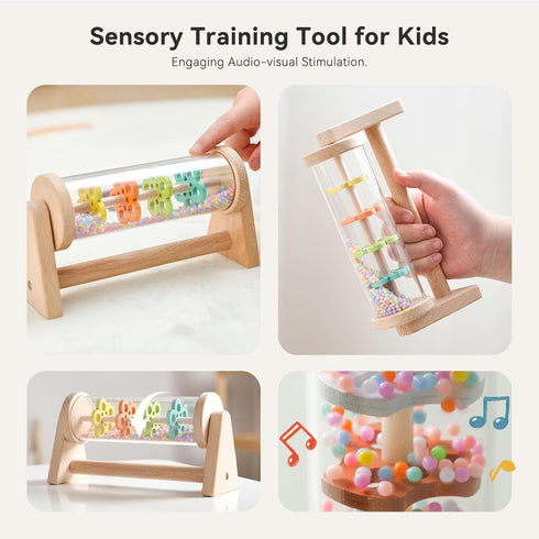 Tummy IEATFO Rain Stick Toy with Stand - Sensory Sound Training Tool for Kids, Time Musical Instrument for Infant