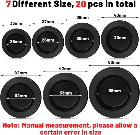 Boao 20 Pieces Piggy Bank Stopper Replacement, Rubber Saving Box Plugs, 7 Sizes, Black