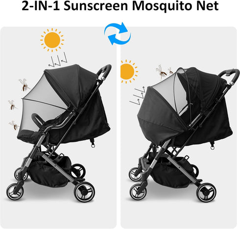 Cheermomo 2-in-1 3D Stroller Cover, Baby Mosquito Net for Stroller with Sun Shade, Stroller Accessories - UV Protection