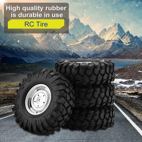 TOPINCN RC Rubber Wheel, 4pcs 1:10 RC Wheel Tires All Terrain Rubber Tires with Hubs for HSP/Redcat//Axial / SCX10 / D90 / CC01 1/10 Scale RC car, 35x96mm