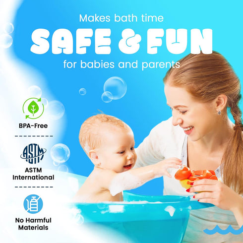 Aquatopia Fergus Frog Baby Bath Thermometer Floating Toy, Digital Audible Alarm, Orange, Baby Bath Essentials