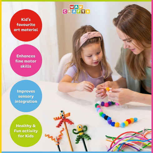 WAU CRAFTS 1750 pcs Arts and Crafts Supplies Set for Kids - Crafting for School, Kindergarten, and Homeschool