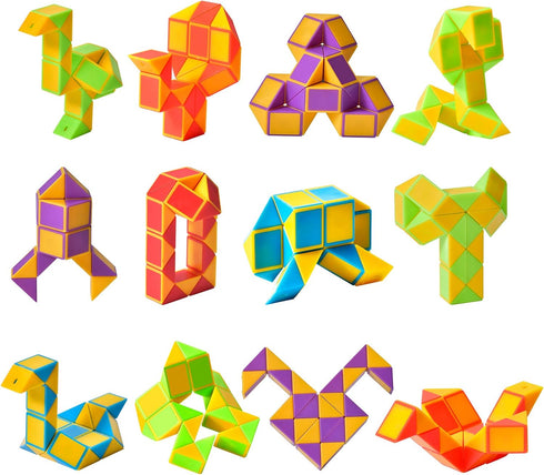 Ganowo Fidget Snake Cube Mini Twist Puzzle (12 PACK) - Party Favors for Kids 8-12, Goody Bag Filler for Classroom