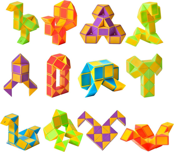 Ganowo Fidget Snake Cube Mini Twist Puzzle (12 PACK) - Party Favors for Kids 8-12, Goody Bag Filler for Classroom