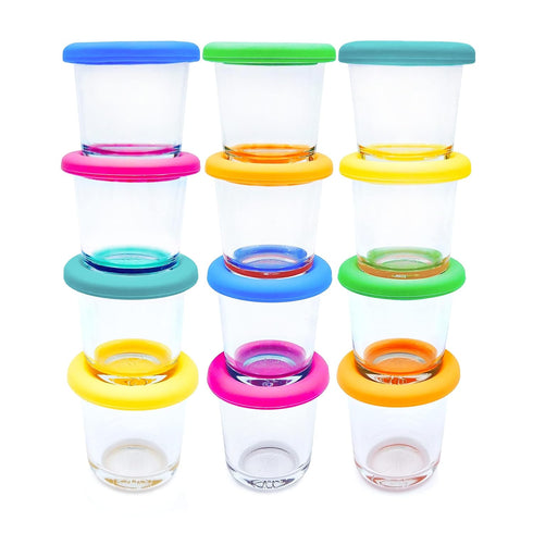 Elk and Friends 4oz Borosilicate Glass Baby Food Storage Jars with Silicone