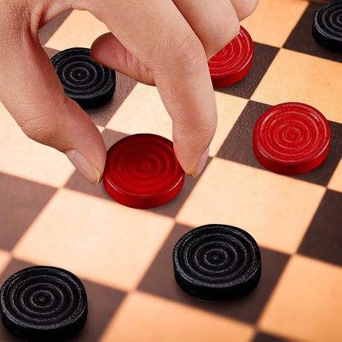 Sumind 48 Pieces Wooden Checkers Pieces, 1.06 Inch Checker Pieces in Drawstring Storage Pouch for Travel Office