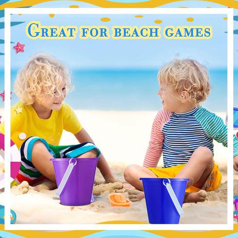 18 Sets 4.7" Summer Pack Summer Sratte Sand Buckets and Shovels Bulk Beach Bucket Plastic Beach Pails Sand Toys