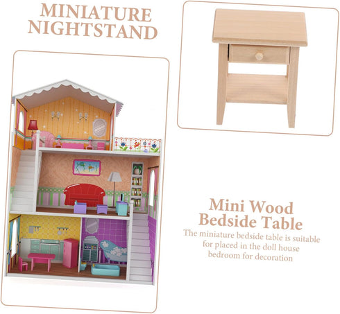 SAFIGLE Miniature Doll House Side Cabinet, Bedside Table & Bookshelf Furniture for Doll House