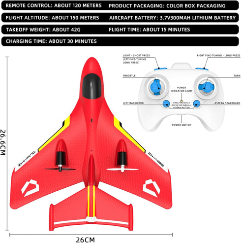 QFCST 2.4G 2 Remote Control Wireless Airplane Toy, Gravity Gliders Airplane With Lights, Rc Plane For Water Land & Air