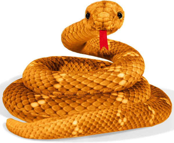 Snake Plush, Large 71 in Stuffed Snake Toy for Kids, Lifelike Plush Snake for Birthday Present Party Prank Prop (Brown)