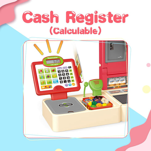 RedCrab Cash Register Toy for Kids,Toddler Store Pretend Plays Supermarket Calculator Cash Register Gift with Scanner