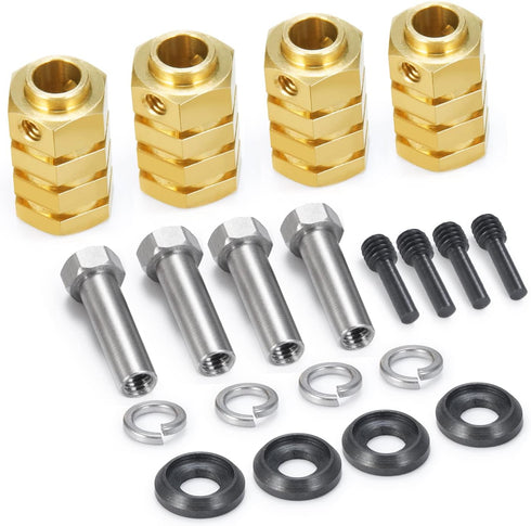 RCLIONS 12mm Brass Wheel Spacers +20mm Extension Wheel Hubs Hex for TRX4 1/10 RC Crawler Truck