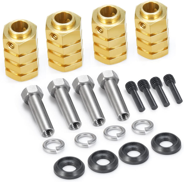RCLIONS 12mm Brass Wheel Spacers +20mm Extension Wheel Hubs Hex for TRX4 1/10 RC Crawler Truck