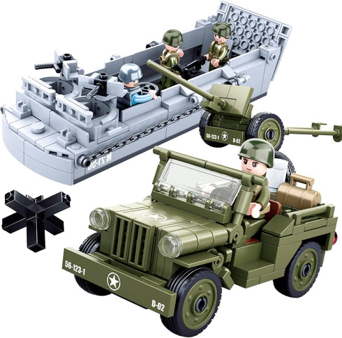 hhohio World War 2 Landing Craft Building Toys WW2 Military Vehicle Brick Set,