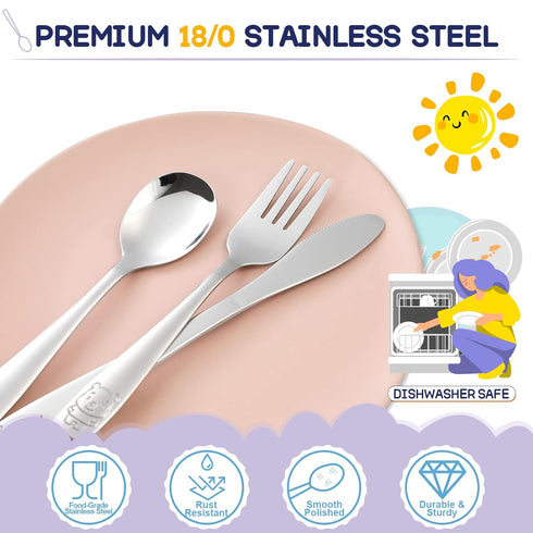 VITEVER 10-Piece Toddler Utensils, Kids Stainless Steel Silverware Set, Safe Forks and Spoons, Dishwasher Safe