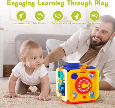 Busy Board for 1+ Year Old, Montessori Educational Toys for 1-4 Year Olds, 6-in-1 Early Development Gifts