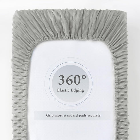 Homiest 2 Pack Changing Pad Cover, White + Light Gray Changing Table Sheets, Ultra Soft Fleece Minky Dot Fabric