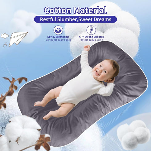 0-24 100% Cozy Baby Lounger Months Cotton-Snuggle Me Lounger,Soft & Breathable Baby Lounger for Newborn Play Mat,Infant