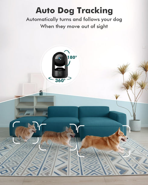 Dzees 2K 360 5G 2.4G, 2-Way 1 Pack Indoor Security Camera, Degree WiFi Pet Camera with Phone App, and Wired Home Camera