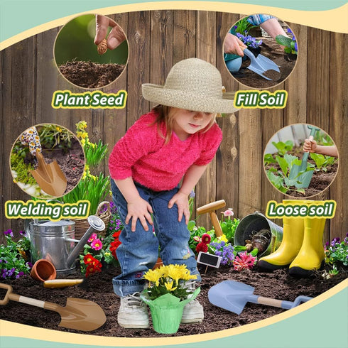 16" 3 Pack Wood Kids Garden Tool Shovels Toys, Avocado Beach Spades Sand Shovels Toys for Adults Gardening Tools Kit