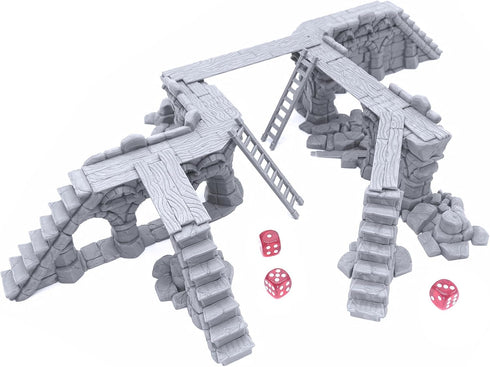EnderToys Ruined Town Modular Walls II for DND Terrain, 28mm Miniature Wargaming Scenery