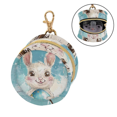 YETTASBIN Easter Bunny Portable Pacifier Holder Case with Metal Hook Buckle & Zipper for Diaper Bag and Stroller