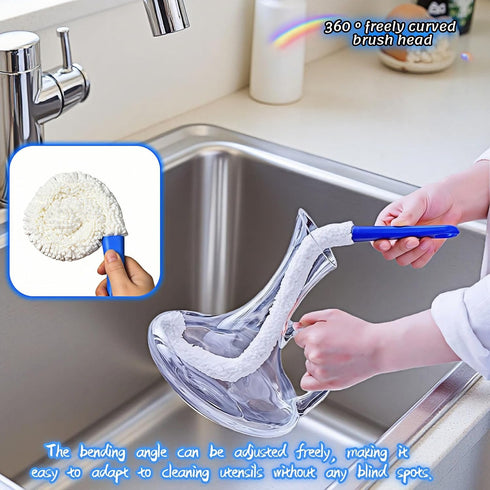 SAYUANVA 16 Inch Long Bottle Brush Cleaner for Decanter and Water Bottle, Flexible Foam Cleaning Wand for Vases, Wine