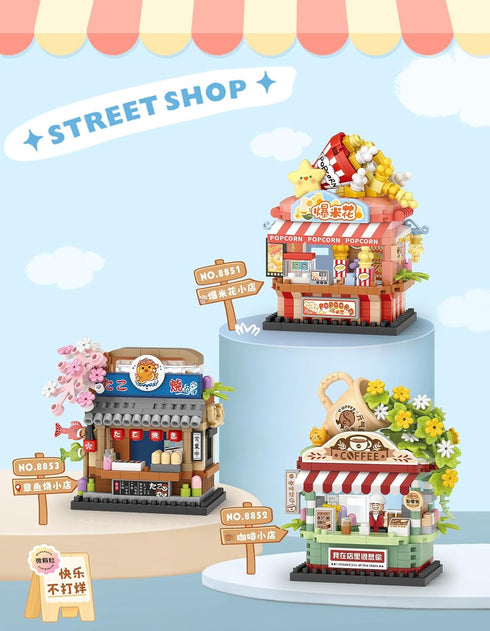 MEIEST 3 Set,Simulation Mini City Shop Street View Building Blocks Model Architecture Collection Particle Construction
