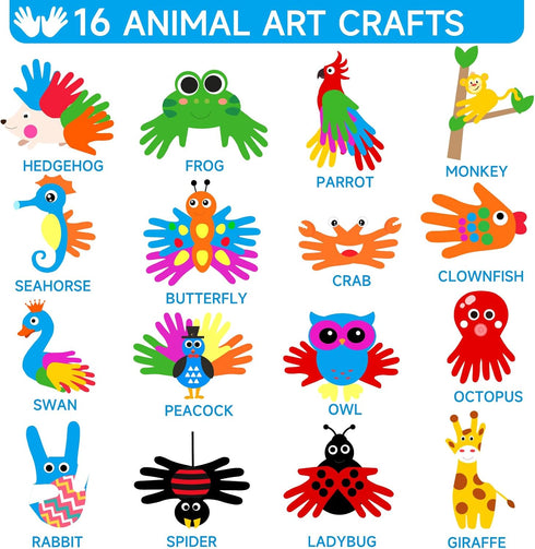 HAPMARS Animal Paper Art Craft Kit for Kids, 16 pcs Make Your Own Craft Projects for Boys Girls Age 3-8