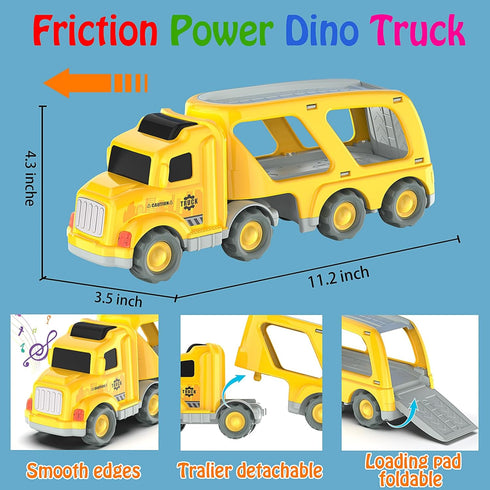 3 4 5 4 Pack Veslier Toddler Car Toys for Years Old Construction Transport Truck with Small Pull Back Construction