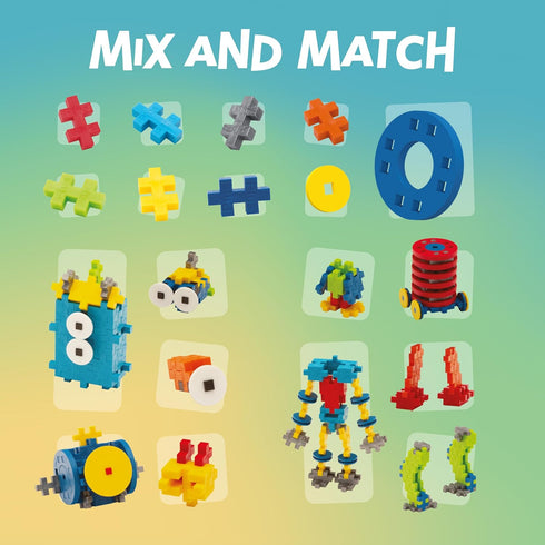 Set, 3D 250 PLUS PLUS Learn to Build Interlocking Mini Building Blocks, Puzzle Construction Stem Toy for Kids - Robots