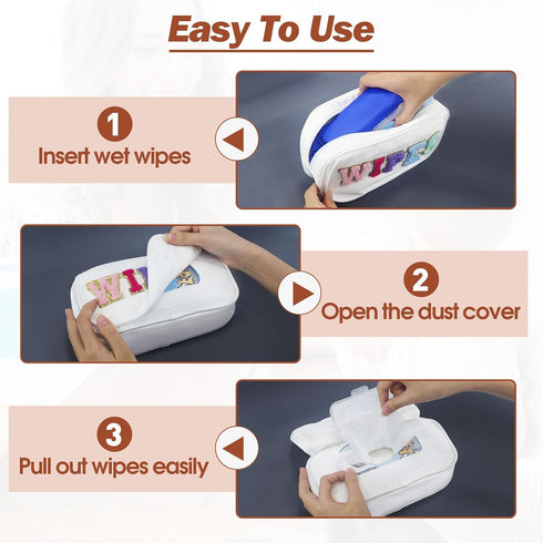Portable Reusable Wipe Dispenser, Chenille Letter Wipes Container Newborn Baby Essentials Must Haves for Nursery