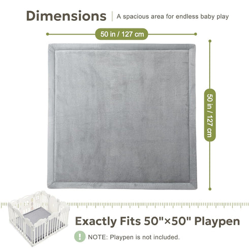1.3" 50"x50" Tummy Mallify Ultra Soft Thick Baby Play Mat for Floor, Large Velvet Playpen Mat, Baby-Safe & Non-Slip